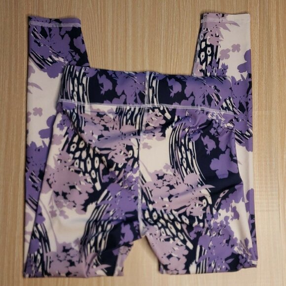 Roaman's Purple Floral Athletic Leggings 12 - Picture 2 of 8